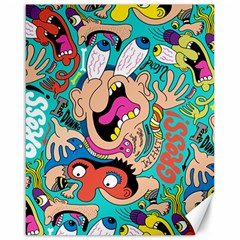 Cartoons Funny Face Patten Canvas 16  x 20  