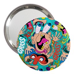 Cartoons Funny Face Patten 3  Handbag Mirrors