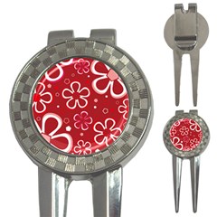 Flower Red Cute 3-in-1 Golf Divots