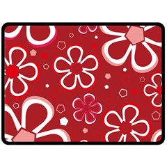 Flower Red Cute Fleece Blanket (Large) 