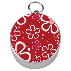 Flower Red Cute Silver Compasses