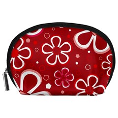 Flower Red Cute Accessory Pouches (Large) 