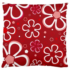 Flower Red Cute Large Flano Cushion Case (One Side)