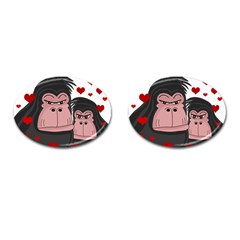 Gorillas Love Cufflinks (oval) by Valentinaart