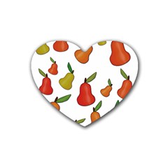 Decorative Pears Pattern Rubber Coaster (heart)  by Valentinaart