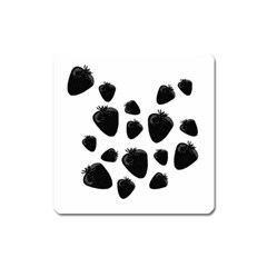 Black Strowberries Square Magnet by Valentinaart