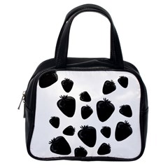 Black Strowberries Classic Handbags (one Side) by Valentinaart