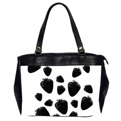 Black Strowberries Office Handbags (2 Sides)  by Valentinaart