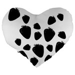 Black strowberries Large 19  Premium Heart Shape Cushions Back