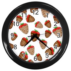 Chocolate Strawberries  Wall Clocks (black) by Valentinaart