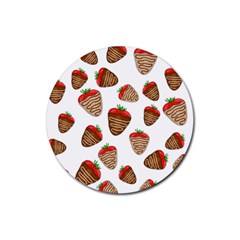 Chocolate Strawberries  Rubber Coaster (round)  by Valentinaart