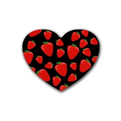 Strawberries Pattern Rubber Coaster (heart) 