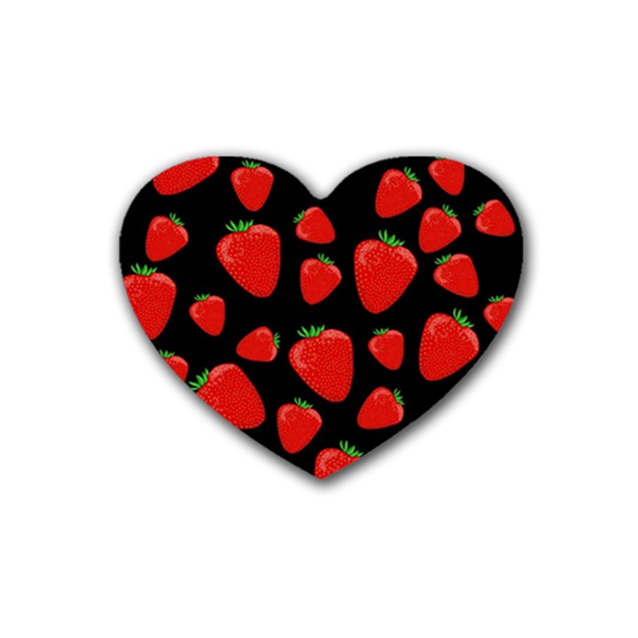 Strawberries pattern Rubber Coaster (Heart) 