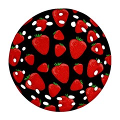 Strawberries Pattern Round Filigree Ornament (2side) by Valentinaart