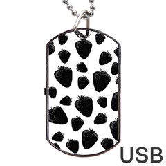 Black Strawberries Pattern Dog Tag Usb Flash (two Sides)  by Valentinaart