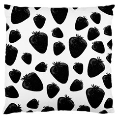 Black Strawberries Pattern Large Cushion Case (two Sides) by Valentinaart