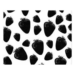 Black Strawberries Pattern Double Sided Flano Blanket (large)  by Valentinaart