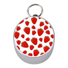 Decorative Strawberries Pattern Mini Silver Compasses by Valentinaart