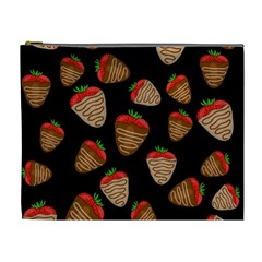 Chocolate Strawberries Pattern Cosmetic Bag (xl)