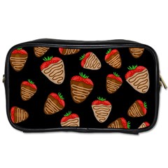 Chocolate Strawberries Pattern Toiletries Bags by Valentinaart