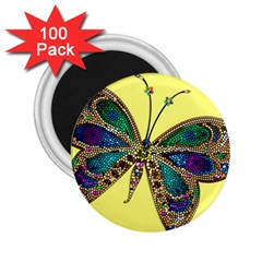 Butterfly Mosaic Yellow Colorful 2 25  Magnets (100 Pack)  by Amaryn4rt