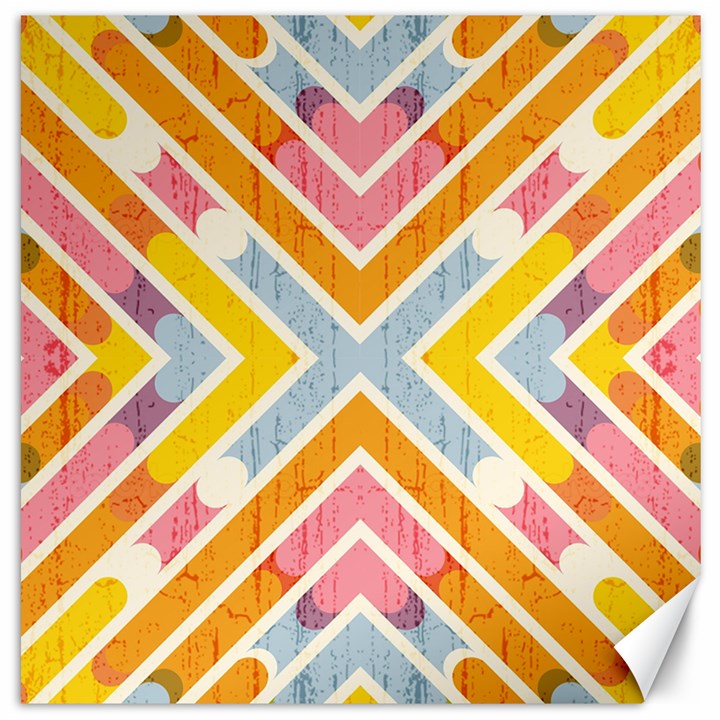 Line Pattern Cross Print Repeat Canvas 12  x 12  