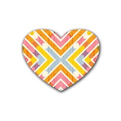 Line Pattern Cross Print Repeat Heart Coaster (4 Pack)  by Amaryn4rt