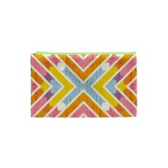 Line Pattern Cross Print Repeat Cosmetic Bag (xs)