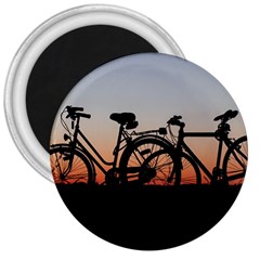 Bicycles Wheel Sunset Love Romance 3  Magnets by Amaryn4rt