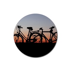 Bicycles Wheel Sunset Love Romance Rubber Coaster (round) 