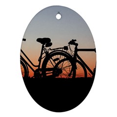 Bicycles Wheel Sunset Love Romance Oval Ornament (two Sides) by Amaryn4rt