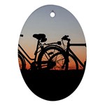 Bicycles Wheel Sunset Love Romance Oval Ornament (Two Sides) Front