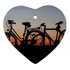 Bicycles Wheel Sunset Love Romance Heart Ornament (2 Sides) by Amaryn4rt