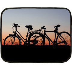 Bicycles Wheel Sunset Love Romance Double Sided Fleece Blanket (mini)  by Amaryn4rt