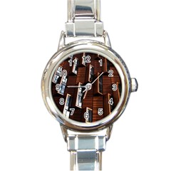 Abstract Architecture Building Business Round Italian Charm Watch