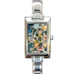 Art Graffiti Abstract Vintage Lines Rectangle Italian Charm Watch Front