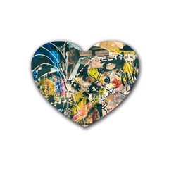 Art Graffiti Abstract Vintage Lines Heart Coaster (4 Pack)  by Amaryn4rt