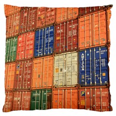 Blue White Orange And Brown Container Van Large Flano Cushion Case (two Sides) by Amaryn4rt