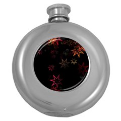 Christmas Background Motif Star Round Hip Flask (5 Oz) by Amaryn4rt