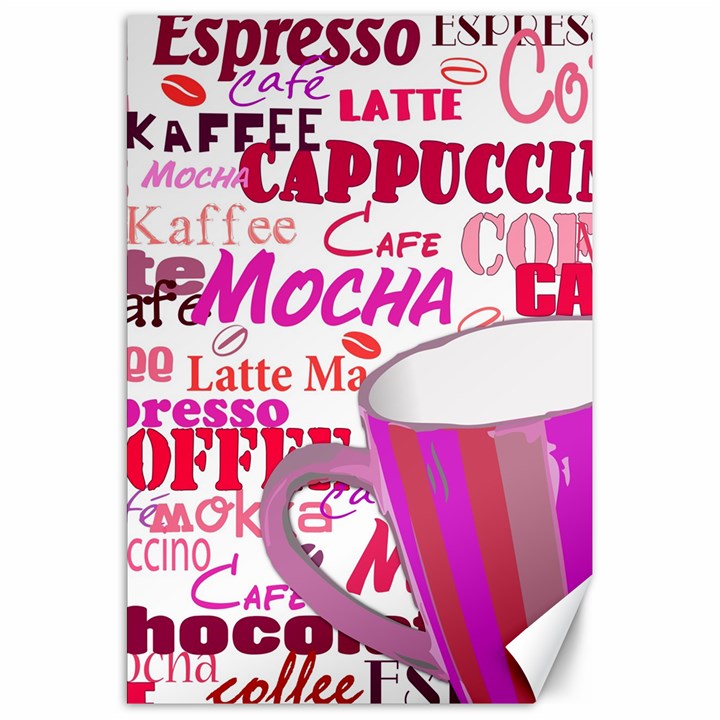 Coffee Cup Lettering Coffee Cup Canvas 20  x 30  