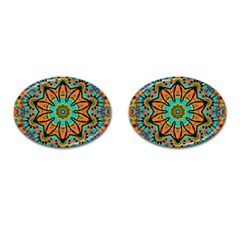 Color Abstract Pattern Structure Cufflinks (oval)