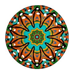 Color Abstract Pattern Structure Round Filigree Ornament (2side) by Amaryn4rt