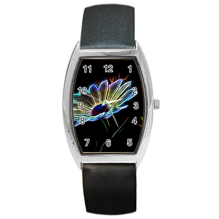 Flower Pattern Design Abstract Background Barrel Style Metal Watch