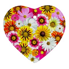 Flowers Blossom Bloom Nature Plant Heart Ornament (2 Sides)