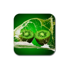 Kiwi Fruit Vitamins Healthy Cut Rubber Square Coaster (4 pack) 