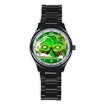 Kiwi Fruit Vitamins Healthy Cut Stainless Steel Round Watch Front