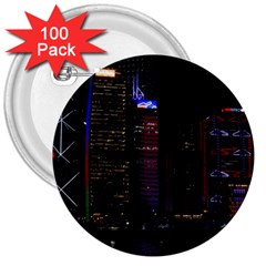 Hong Kong China Asia Skyscraper 3  Buttons (100 Pack) 