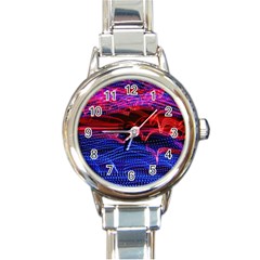 Lights Abstract Curves Long Exposure Round Italian Charm Watch by Amaryn4rt