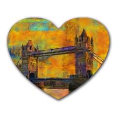 London Tower Abstract Bridge Heart Mousepads by Amaryn4rt