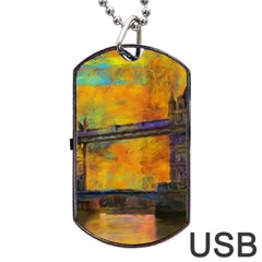 London Tower Abstract Bridge Dog Tag Usb Flash (one Side) by Amaryn4rt